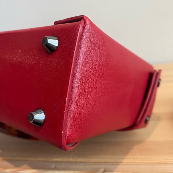 Like Dreams Agatha Mini Vegan Leather Structured Satchel Bag Red - Picture 10 of 16